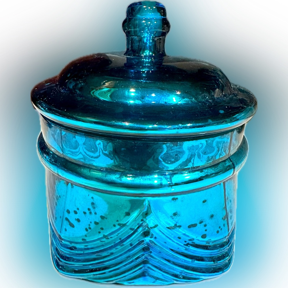 APOTHECARY MERCURY GLASS TEAL BLUE DECORATIVE BOX 6.25”x 4.75” CRACKER BARREL